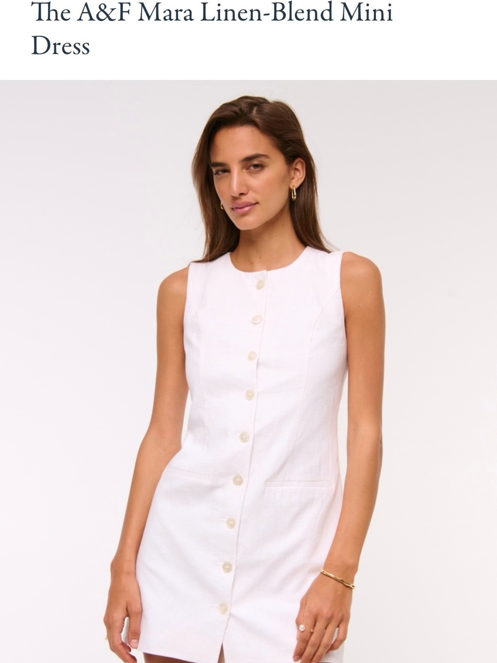 Abercrombie & Fitch White Sleeveless Button-Front Mini Dress